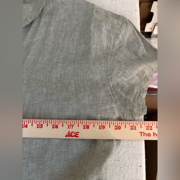 C&C California 100% Linen Collared and Tie-Waist Romper Short Sleeve Large. - Picture 6 of 6